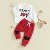 Ledy Champswiin 0-3 Years Toddler Baby Boy Clothing Spring Outfits Pullover Sweatshirts Long Pants Set for Valentine's Day (C - White Mama's Boy, 6-12 Months) view 3
