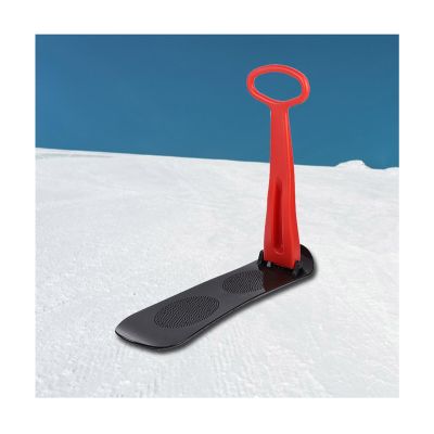 SepKus Fold up Plastic Snowboard Sled, Snow Sled Foldable Snow Scooter with Grip Handles, Durable Snowboard Kick-Scooter Sliding Snow Sled for Outdoor Use On Snow Sand and Grass, Red