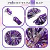 Canlierr 4 Pcs Cheerleading Pom Poms with Baton Handle and Cheerleader Hair Bows, 14 Inch Metallic Cheer Supplies for School Team Spirit Sports Dance Cheering(Purple and Silver) view 4