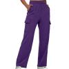 Women Cargo Pants Parachute Drawstring Elastic Waist Sweatpants Baggy Y2k Teen Girls Pants Loose Trousers with Pocket view 2