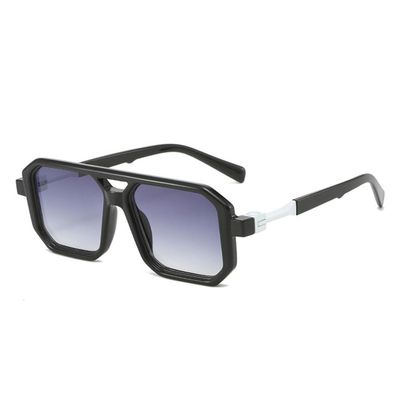 Double Bridges Square Sunglasses Women Fashion Gradient Shades UV400 Retro Polygon Men Sun Glasses,Black gray gradient,one size