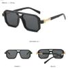 Double Bridges Square Sunglasses Women Fashion Gradient Shades UV400 Retro Polygon Men Sun Glasses,Black gray gradient,one size view 3