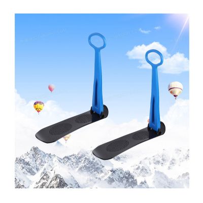 SepKus 2 Pack Snow Scooter, Ski Scooter, Snowboard, Snow Sled, Sledge Folding Sliding Ski Snowboard with Handle, Fold-up Snowboard Kick-Scooter Sled for Use on Snow
