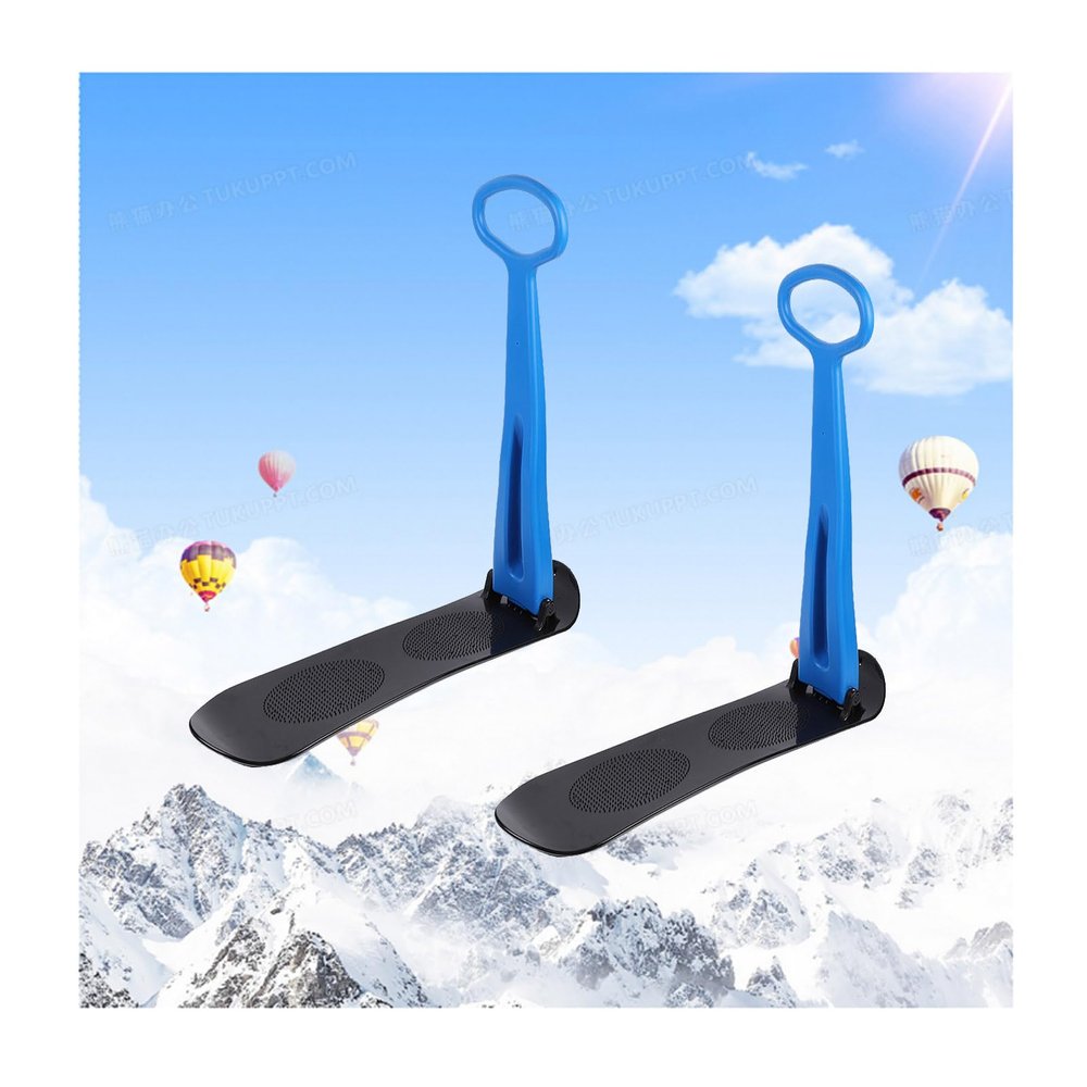 SepKus 2 Pack Snow Scooter, Ski Scooter, Snowboard, Snow Sled, Sledge Folding Sliding Ski Snowboard with Handle, Fold-up Snowboard Kick-Scooter Sled for Use on Snow