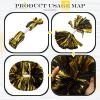 Canlierr 4 Pcs Cheerleading Pom Poms with Baton Handle and Cheerleader Hair Bows, 14 Inch Metallic Cheer Supplies for School Team Spirit Sports Dance Cheering(Gold and Black) view 3