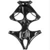 YiZYiF Women's PVC Leather Long Sleeves Zipper Crotch Bodycon Tank Leotard Catsuit 4# Black D 3X-Large view 3