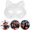 Adult DIY Drawing Mask, Halloween Costume Party Accessory 5 Pcs White Mask (cat face) view 3