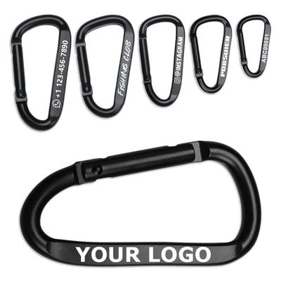 Pobsuier Custom Metal Carabiner Clip Personalized D-Shaped Spring Snap Hook Buckle Engraved Aluminum Alloy Key Ring for Outdoors Camping Hiking