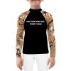 DEHAHA Boys Girls Custom Logo Text Rash Guards Shirts for Jiu Jitsu Wrestling Competition, X-Large(9 Years) Brown