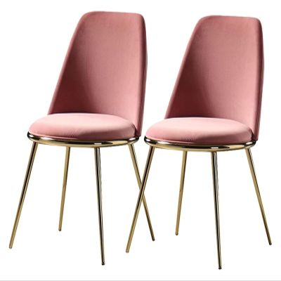 BytheM Chair Club Dining Room Chairs, Kitchen Set of 2 Living Room Chairs with Metal Legs Velvet Seat and Backrests for Office Lounge Bedroom Chairs (Color : Pink)