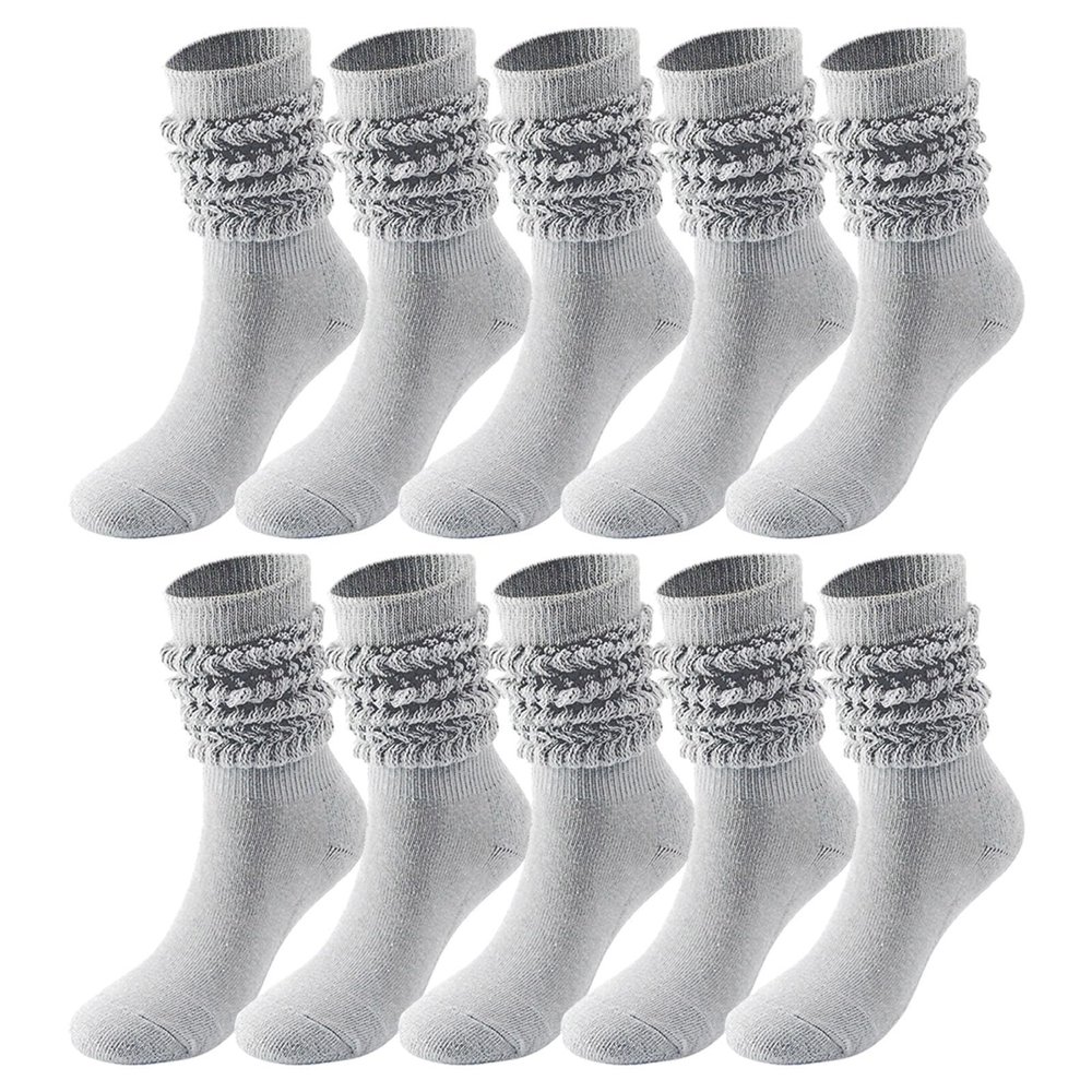 5 Pairs Slouch Socks Women Thigh High Boot Socks Soft Cozy Scrunch Socks Women Winter Knee High (Dark Gray, One Size)