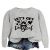 ESIKAH Let's Get Toasted Sweatshirt Campfire Sweater Funny Camping Life Shirt Women Crewneck Pullover Tops Camping Lover Gift Gray view 2
