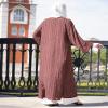 AFAVOM Women's Muslim Cardigan Traditional Islamic Open Front Abayas Middle East Kimono Clothes Dubai Arabic Eid Long Sleeve Robe Solid Color Ramadan Modest Maxi Kaftan Red(Without Hijab) L view 4