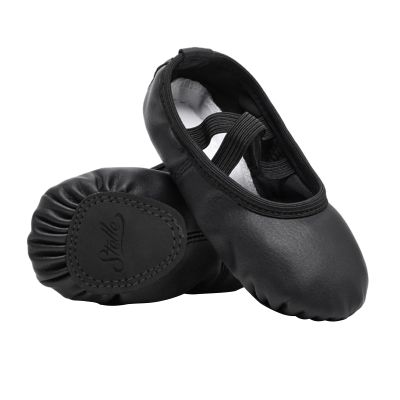 Stelle Ballet Shoes for Girls Toddler Ballet Slippers Soft Leather Boys Dance Shoes for Toddler/Little Kid/Big Kid(Black, 6MB)