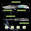 Zingbee Damascus Pocket Knife for Women, 3.15" VG10 Damascus Steel Blade EDC Folding Knife with Sheath, Abalone Shells Handle, Ideal Gifts for Woman Men view 2