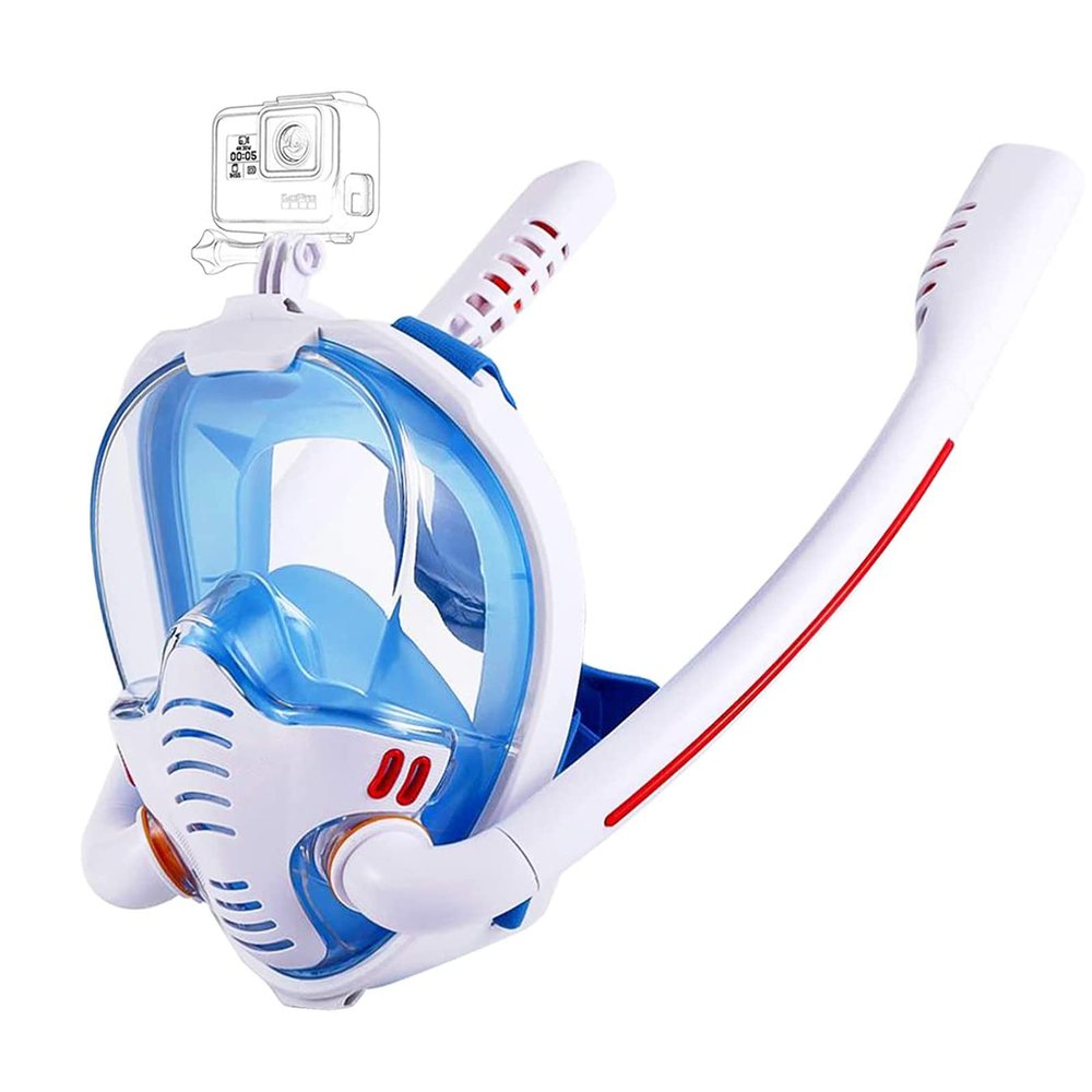 Full Face Snorkel Mask with Anti-Fog Wipes, 180 Degree Panoramic HD View Snorkeling Mask, Anti-Leak Dry Top Set for Adults and Kids,Black,S/M