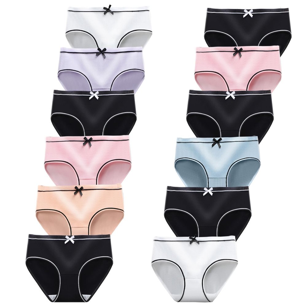 Girls Underwear for 12 Pack Teen Cotton Briefs (Size L, Multicolor)