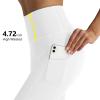 RIMLESS 7 Cotton Yoga Capri Pants with Pockets Running Athletic Workout Calf Length Leggings P29A-Pure White-XXL view 2