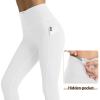 RIMLESS 7 Cotton Yoga Capri Pants with Pockets Running Athletic Workout Calf Length Leggings P29A-Pure White-XXL view 4