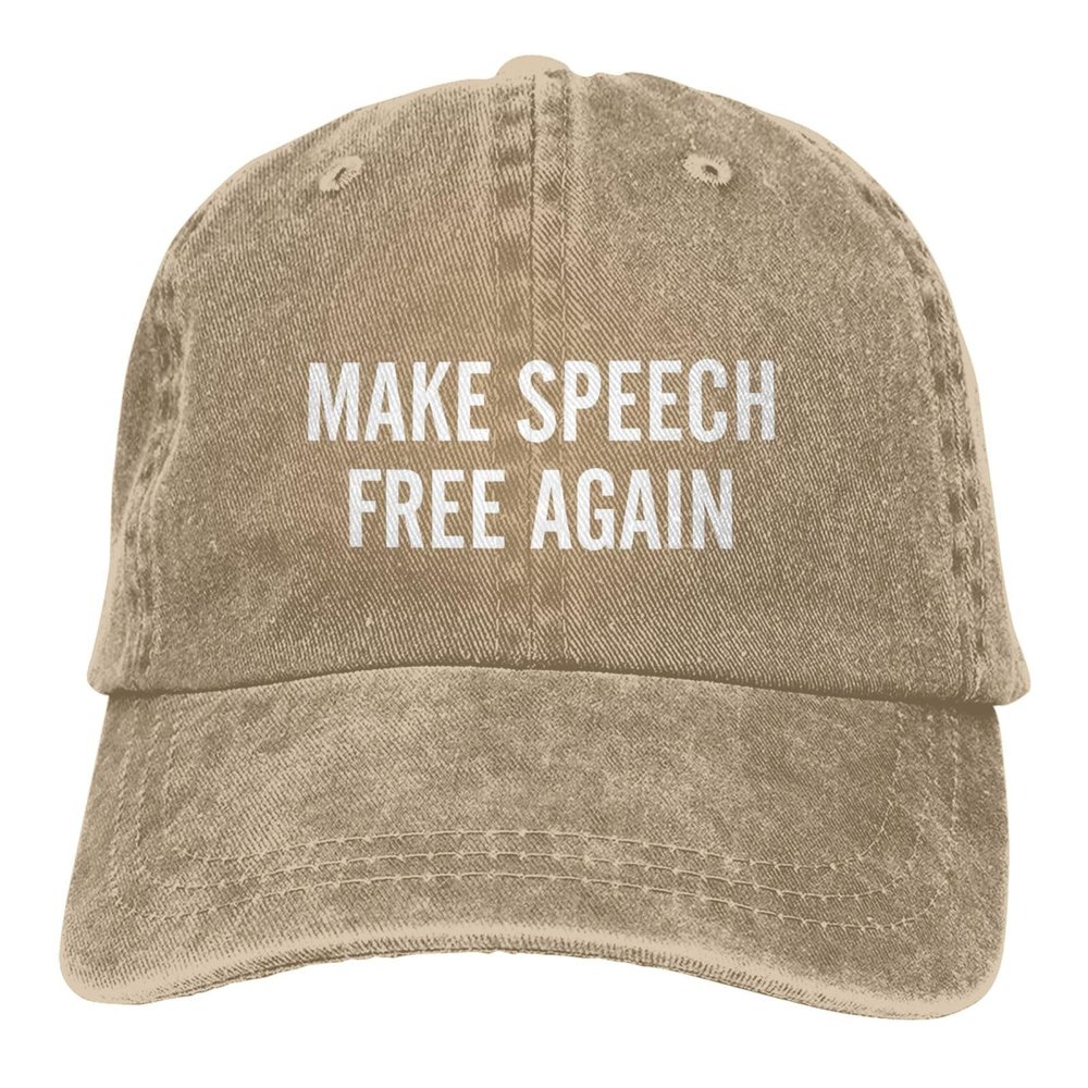 Make Speech Free Again Hat Washed Cotton Adjustable Baseball Hat Natural