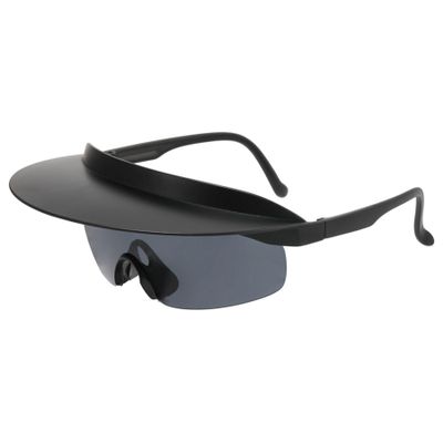 ALKAHE Cycling Sunglasses with Brim Colorful UV400 Protection Lens No Polarized Fashion Hat Sun Glasses for Sport Black Frame Grey Lens