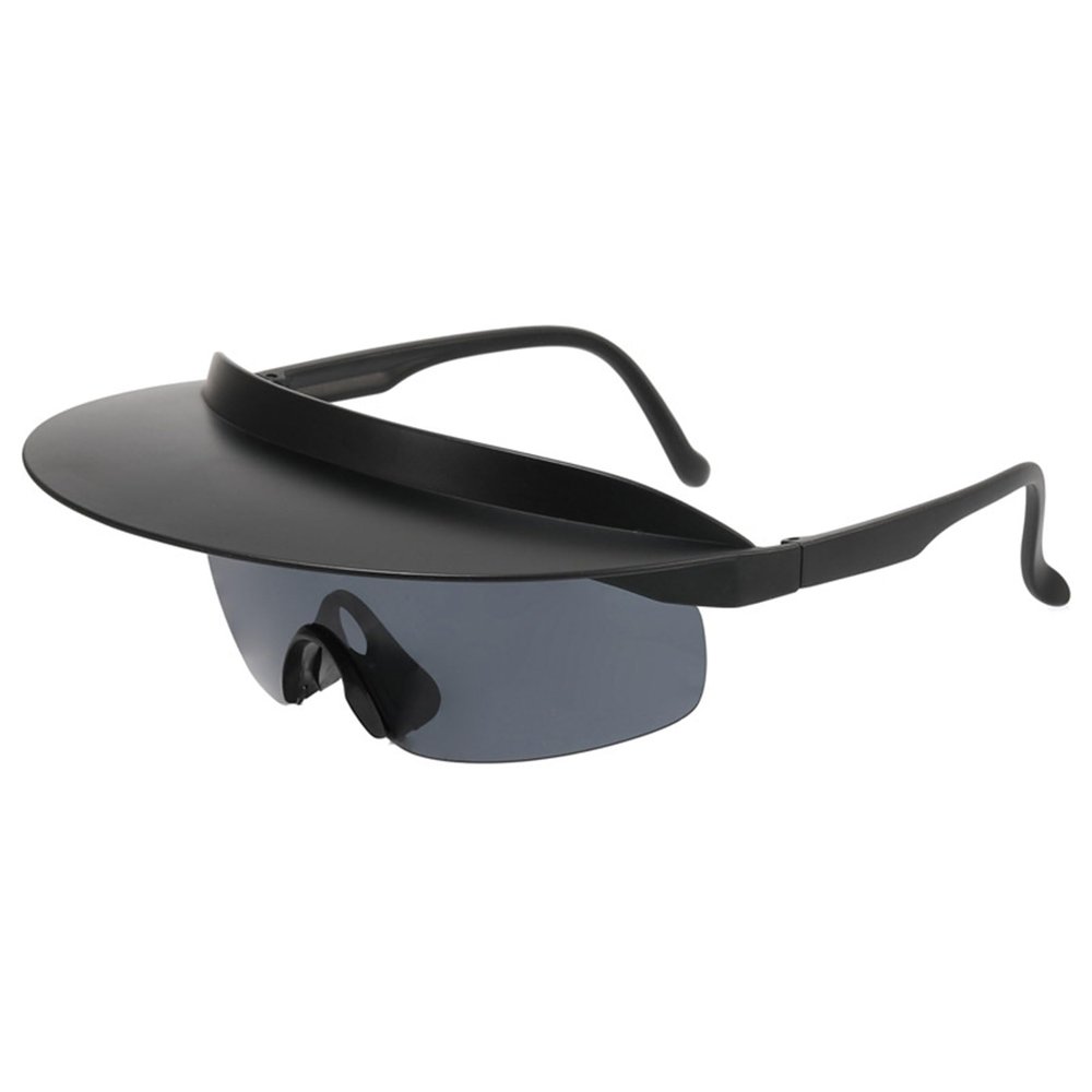 ALKAHE Cycling Sunglasses with Brim Colorful UV400 Protection Lens No Polarized Fashion Hat Sun Glasses for Sport Black Frame Grey Lens