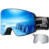 DUCO Ski Goggles Snowboard for Men Women,OTG Lightweight Winter Snowmobile Snow Goggles Anti-Fog 100% UV Protection DCS001 (Black Frame Revo Blue+Silver Lens) view 1