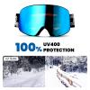 DUCO Ski Goggles Snowboard for Men Women,OTG Lightweight Winter Snowmobile Snow Goggles Anti-Fog 100% UV Protection DCS001 (Black Frame Revo Blue+Silver Lens) view 4