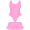 easyforever Women's Sexy Outfits Two Piece Tank Bodysuit Skirt Sets Skirted Leotard Clubwear Pink X-Large view 2