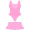 easyforever Women's Sexy Outfits Two Piece Tank Bodysuit Skirt Sets Skirted Leotard Clubwear Pink X-Large view 3