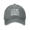 It's My Fucking Birthday Hat Washed Cotton Adjustable Baseball Hat Gray view 2