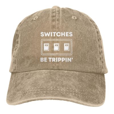 Switches Be Trippin Hat Washed Cotton Adjustable Baseball Hat Natural