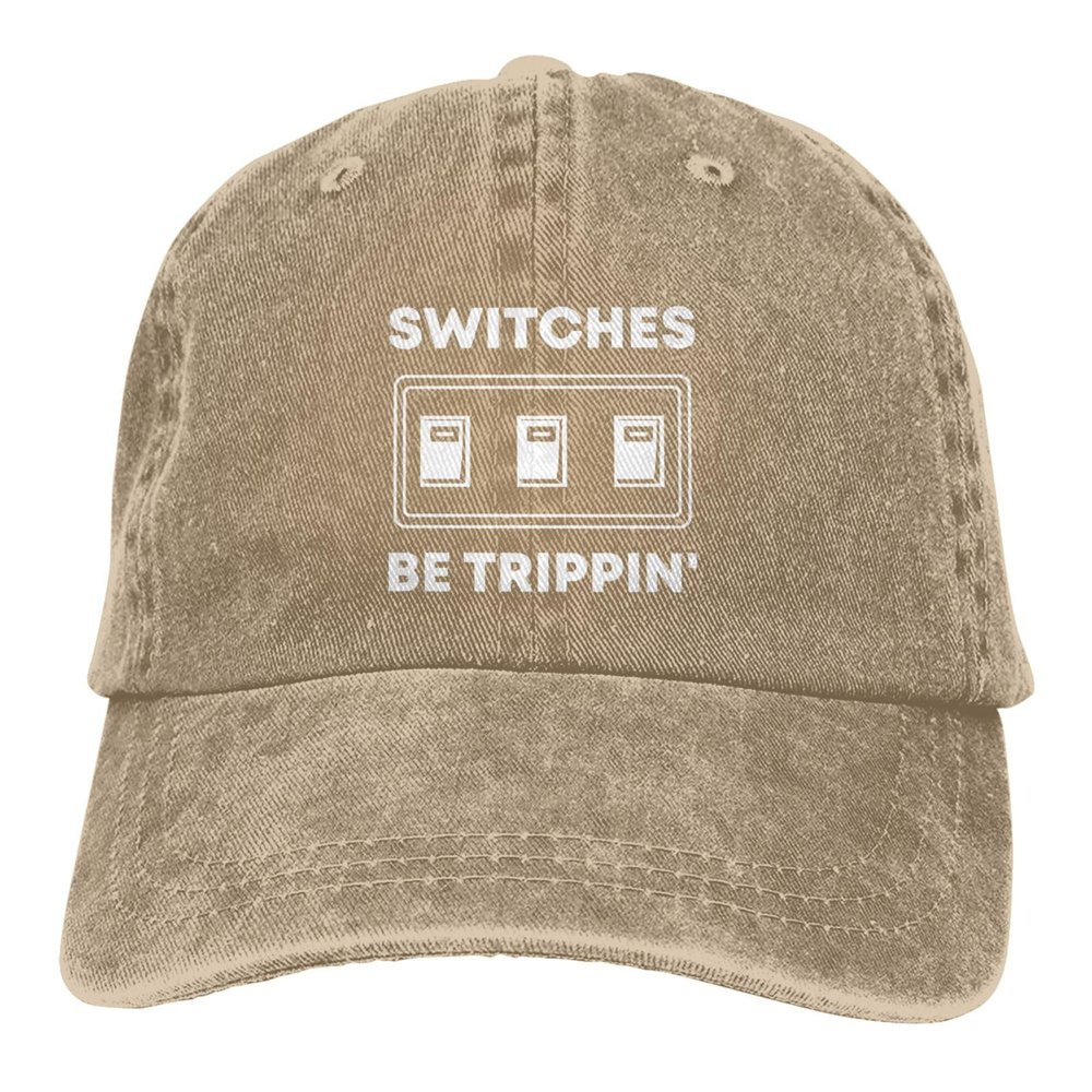 Switches Be Trippin Hat Washed Cotton Adjustable Baseball Hat Natural
