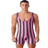 iiniim Mens Sleeveless Striped Wrestling Singlet Boxer Jumpsuit Rompers Bodybuilding Bodysuit Swimsuit Hot Pink X-Large view 1