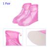 M METERXITY 1 Pair Waterproof Shoes Cover - Reusable Anti-Slip Foldable Galoshes PVC Rain Shoe Protectors with Zipper, Apply to Outdoor Sports (M, Pink) view 4