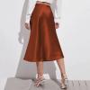 Satin Skirts for Women Midi Length Silk Skirt Elegant High Waisted Midi Skirt Flowy A-Line Flared Cocktail Party Long Skirts Brown view 2