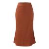 Satin Skirts for Women Midi Length Silk Skirt Elegant High Waisted Midi Skirt Flowy A-Line Flared Cocktail Party Long Skirts Brown view 3