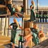 Satin Skirts for Women Midi Length Silk Skirt Elegant High Waisted Midi Skirt Flowy A-Line Flared Cocktail Party Long Skirts Green view 3
