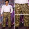 Lars Amadeus Leopard Printed Dress Pants for Men's Flat Front Regular Fit Party Trousers 28 Brown view 4