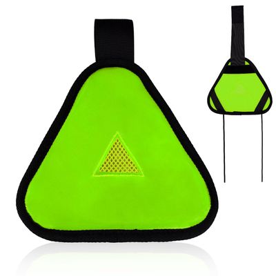 PEUTIER Reflective Triangle Sign, Bright Reflective Yield Symbol with Magic Adhesive Strap & Cord High Visibility Warning Safety Triangle Accessories for Bike Backpack Different Scenes (Green)