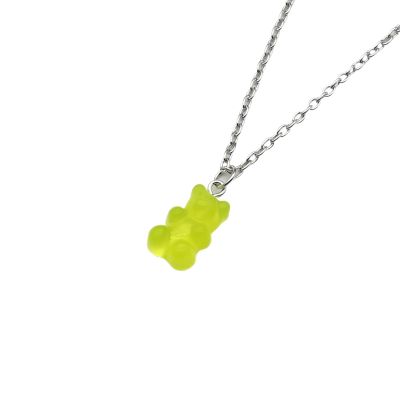 925 sterling Silver Bear Necklace Handmade Colorful Cute Gummy Bear Cartoon, Bear Chain Necklaces, Candy Color Pendant For Women Daily Jewelry Presents Show Care For Your Charm People
