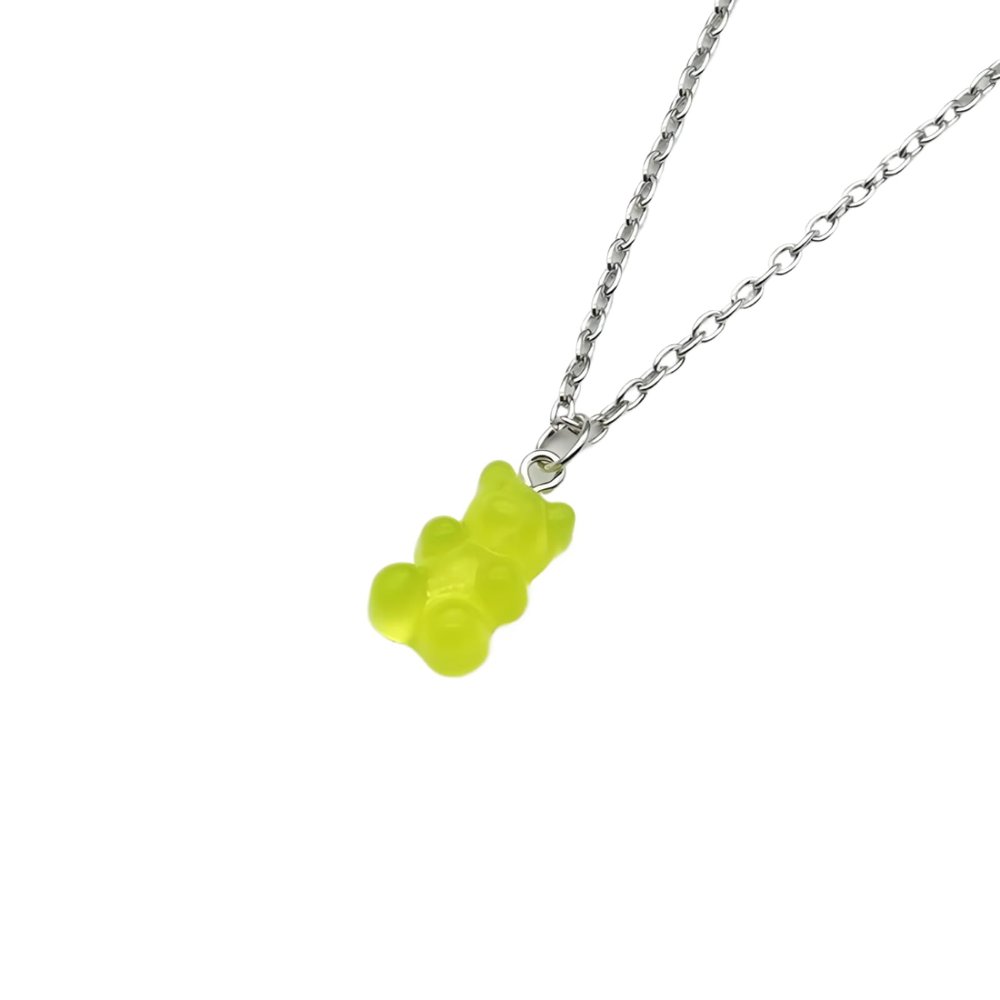925 sterling Silver Bear Necklace Handmade Colorful Cute Gummy Bear Cartoon, Bear Chain Necklaces, Candy Color Pendant For Women Daily Jewelry Presents Show Care For Your Charm People