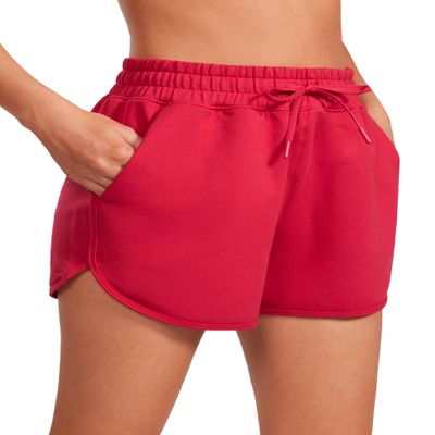 CRZ YOGA Women's Casual Sweat Shorts - 3.5'' Athletic Summer Comfy Cotton for Lounge Gym Jersey with Pockets Viva Magenta Medium