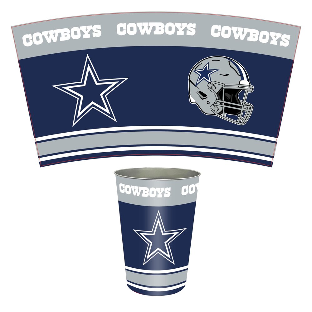 FANMATS 34645 NFL - Dallas Cowboys Wastebasket | Navy Blue | 15"x10.5"x10.5" | Primary Logo, Helmet, & Wordmark