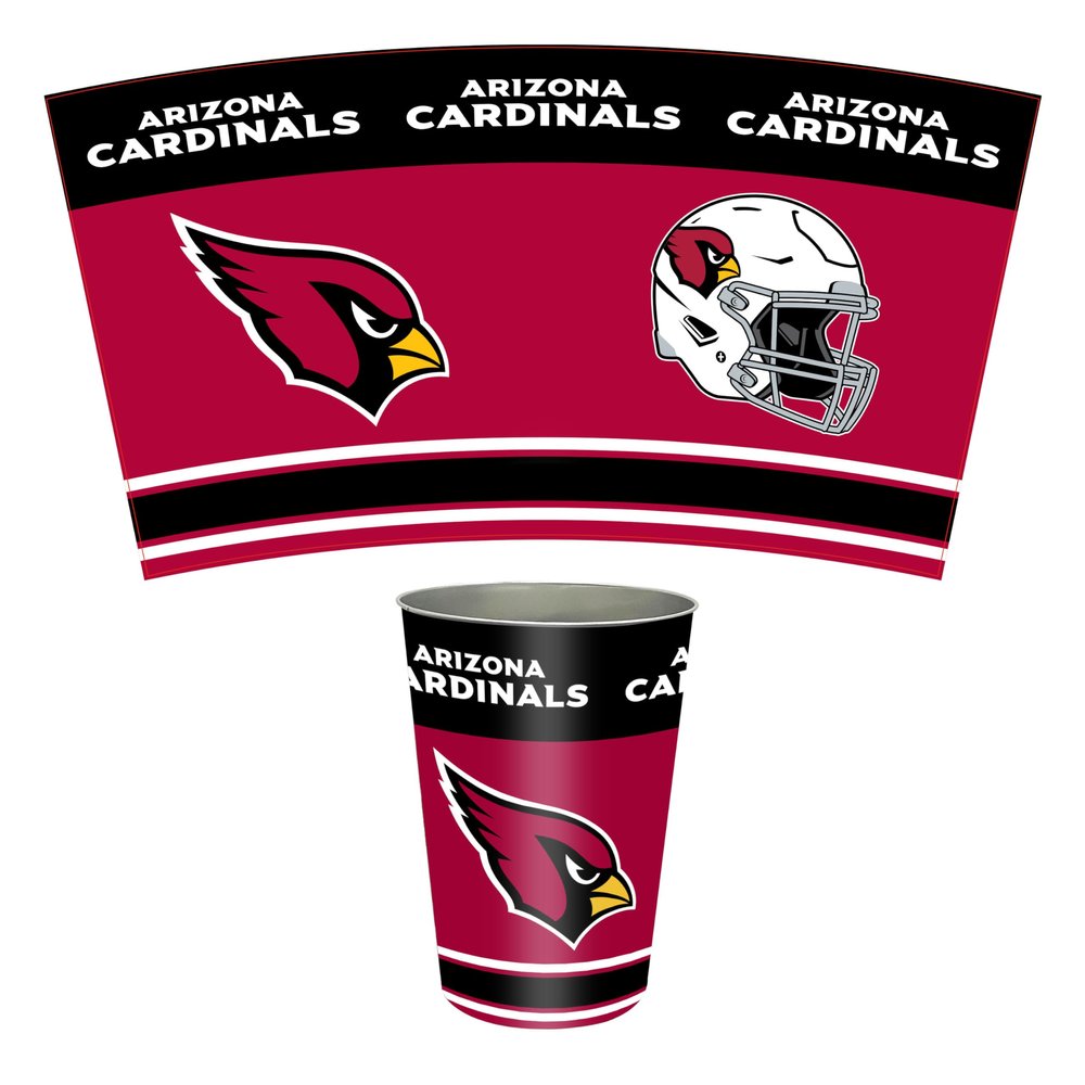 FANMATS 34605 NFL - Arizona Cardinals Wastebasket | Red | 15"x10.5"x10.5" | Primary Logo, Helmet, & Wordmark
