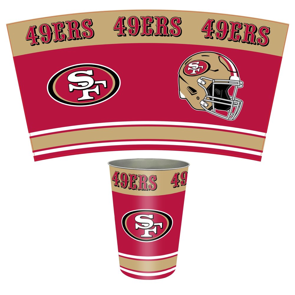 FANMATS 34740 NFL - San Francisco 49ers Wastebasket | Red | 15"x10.5"x10.5" | Primary Logo, Helmet, & Wordmark