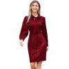 ABEWIP Sparkly Cocktail Dress for Women Sequin Formal Evening Party Dresses Stand Collar Glitter Bodycon Wine Red XL view 1