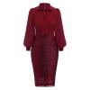 ABEWIP Sparkly Cocktail Dress for Women Sequin Formal Evening Party Dresses Stand Collar Glitter Bodycon Wine Red XL view 4