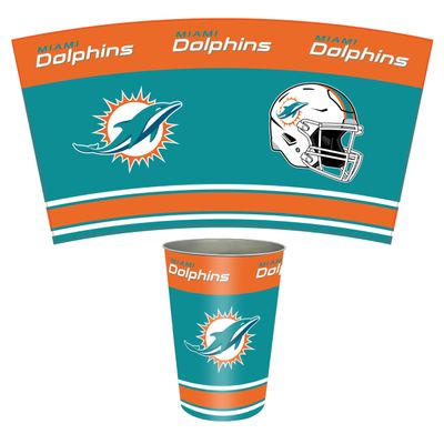 FANMATS 34700 NFL - Miami Dolphins Wastebasket | Aqua | 15"x10.5"x10.5" | Primary Logo, Helmet, & Wordmark