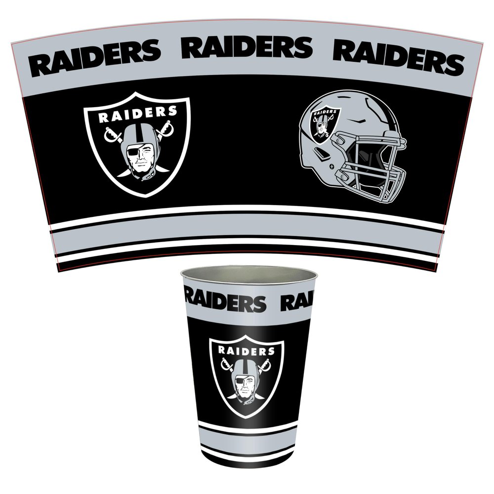FANMATS 34685 NFL - Las Vegas Raiders Wastebasket | Black | 15"x10.5"x10.5" | Primary Logo, Helmet, & Wordmark